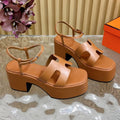 HERMES JAM 30 SANDAL IN BRONZE BROWN CALFSKIN