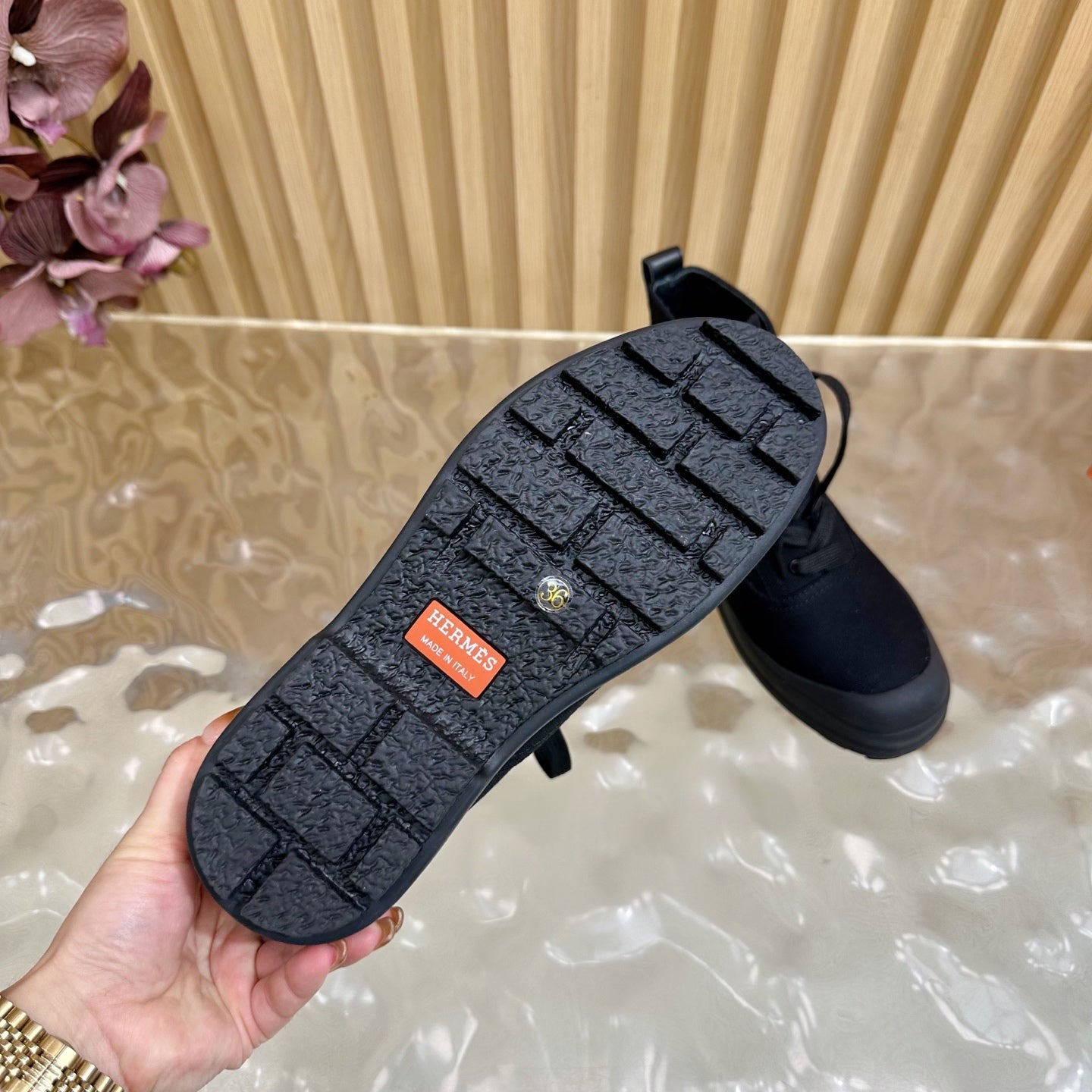 HERMES 25S KOOLER ANKLE BOOTS IN BLACK CANVAS