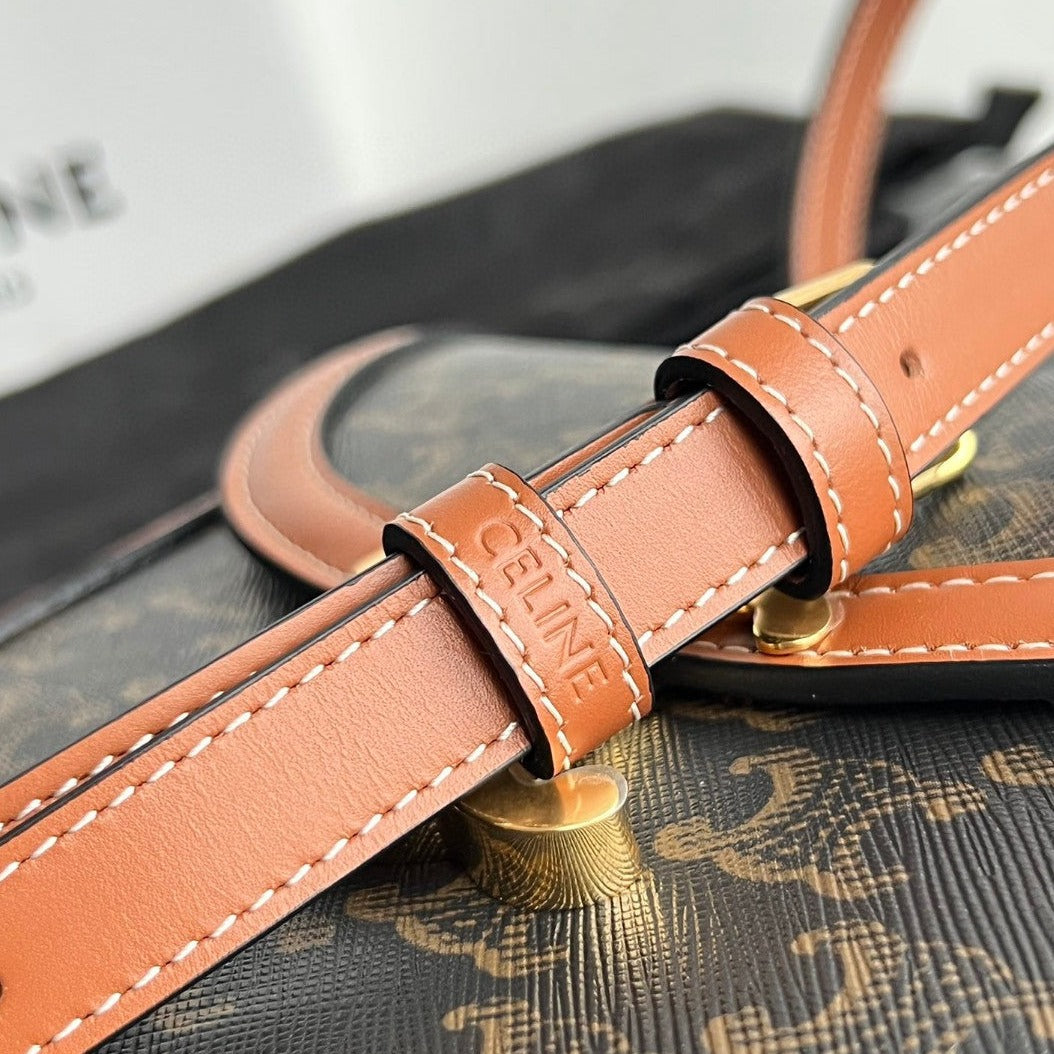 CELINE TRIOMPHE 15 Black Pattern Calfskin Handbag
