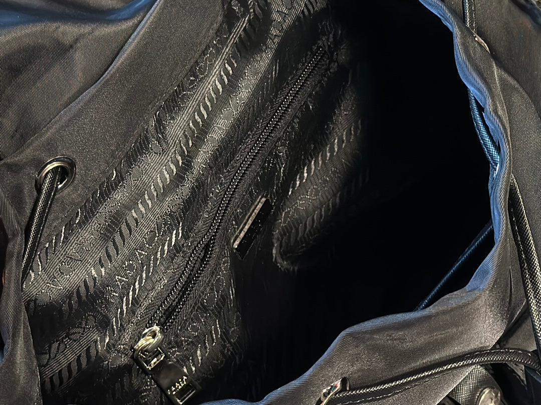 PRADA DUMA 32 BACKPACK IN BLACK RE-NYLON
