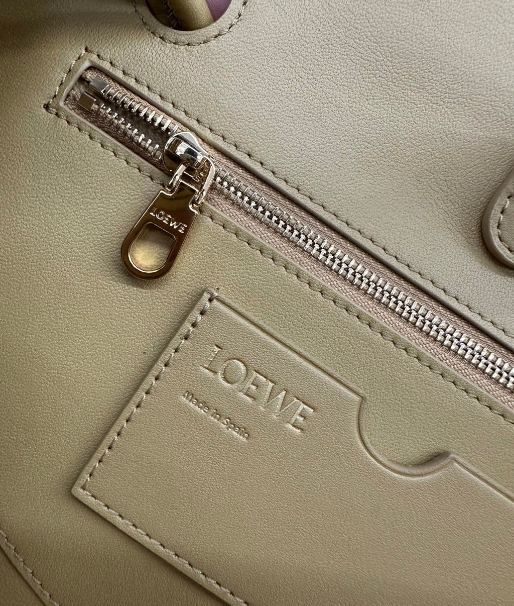 LOEWE 25S MADRID BAG 28 IN SAND YELLOW CALFSKIN GOLD HARDWARE