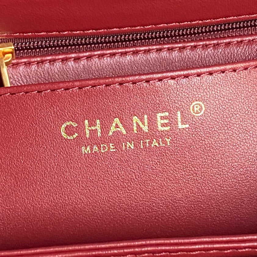 CHANEL RETRO STYLE FLAP BAG 19 IN STILETTO RED GRAINED CALFSKIN GOLD HARDWARE