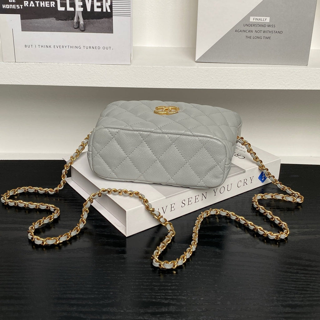 CHANEL 25S HOBO BAG 22 IN GREY CAVIAR LEATHER