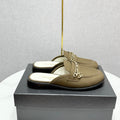 CHANEL FLAT MULE 25S IN OLIVE BROWN CALFSKIN STYLE 3