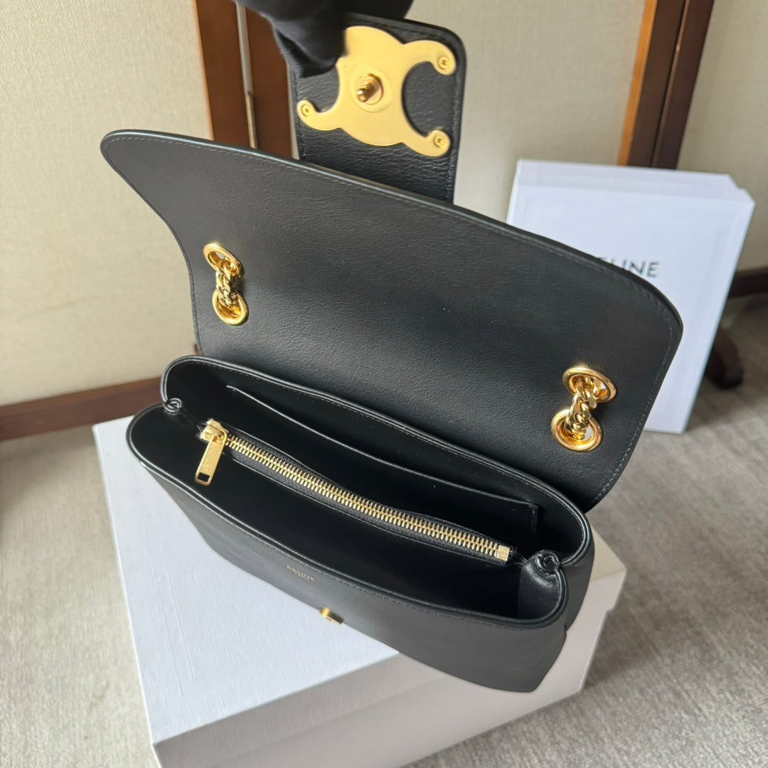 CELINE MEDIUM  VICTOIRE BAG 25 IN BLACK CALFSKIN GOLDEN HARDWARE