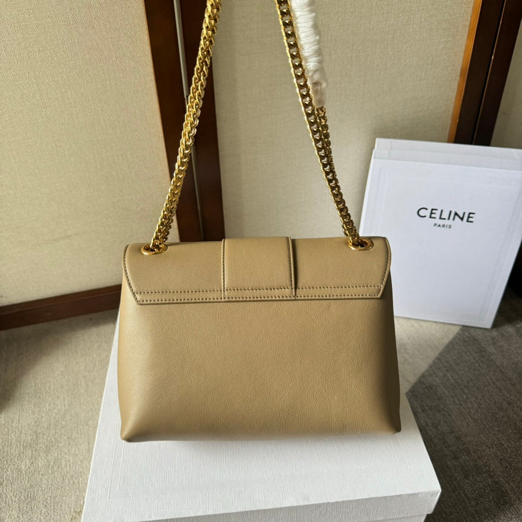CELINE MEDIUM  VICTOIRE BAG 25 IN CAMEL GOLD CALFSKIN