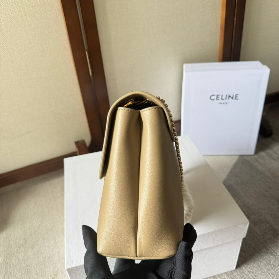 CELINE MEDIUM  VICTOIRE BAG 25 IN CAMEL GOLD CALFSKIN