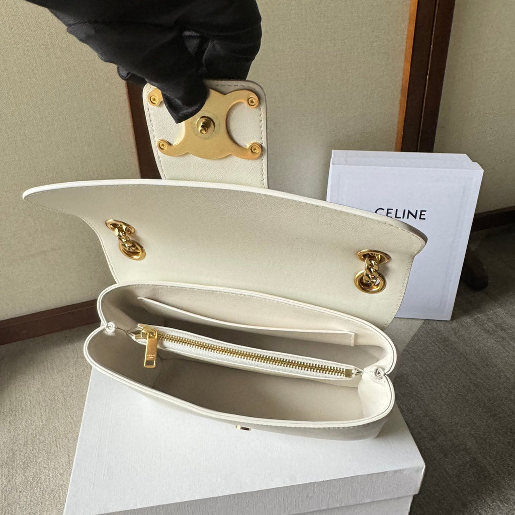 CELINE MEDIUM  VICTOIRE BAG 25 IN IVORY CALFSKIN