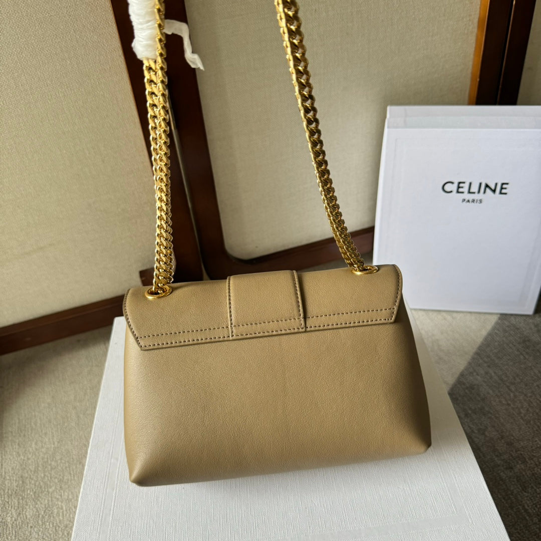 CELINE MEDIUM  VICTOIRE BAG 23 IN CAMEL GOLD CALFSKIN