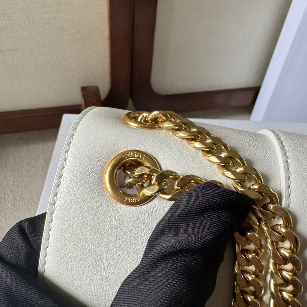 CELINE MEDIUM  VICTOIRE BAG 23 IN SOFT YELLOW CALFSKIN