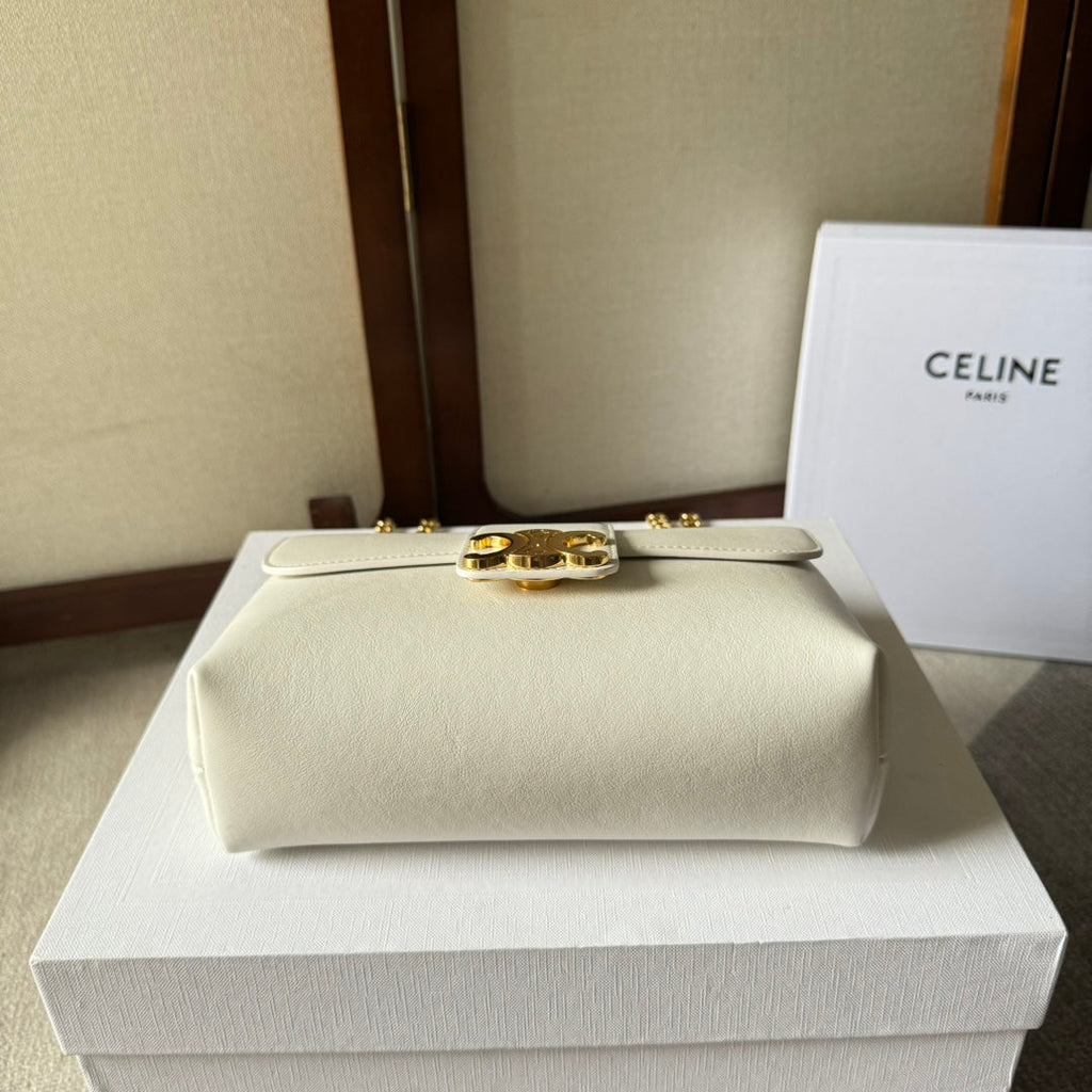 CELINE MEDIUM  VICTOIRE BAG 23 IN SOFT YELLOW CALFSKIN