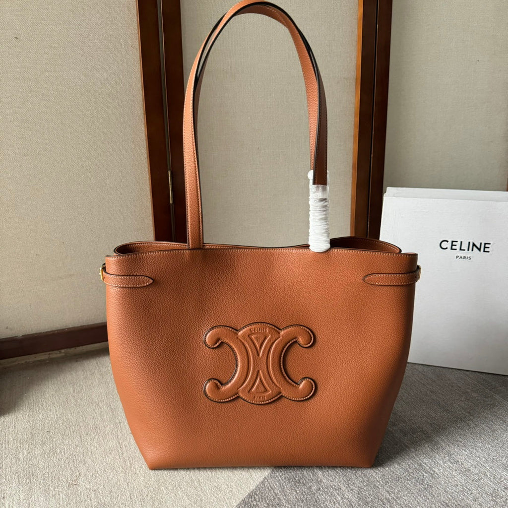 CELINE MEDIUM CABAS ANAÏS CUIR TRIOMPHE 54 IN BRONZE BROWN GRAINED CALFSKIN