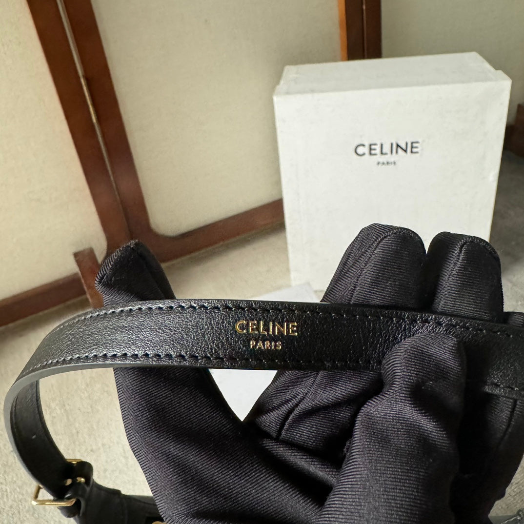 CELINE SMALL HELOÏSE BAG CUIR 22 IN BLACK CALFSKIN EMBOSSED LOGO
