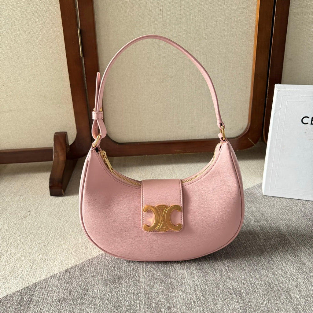 CELINE MEDIUM AVA TRIOMPHE BAG 23 IN LIGHT PINK SMOOTH CALFSKIN GOLD HARDWARE