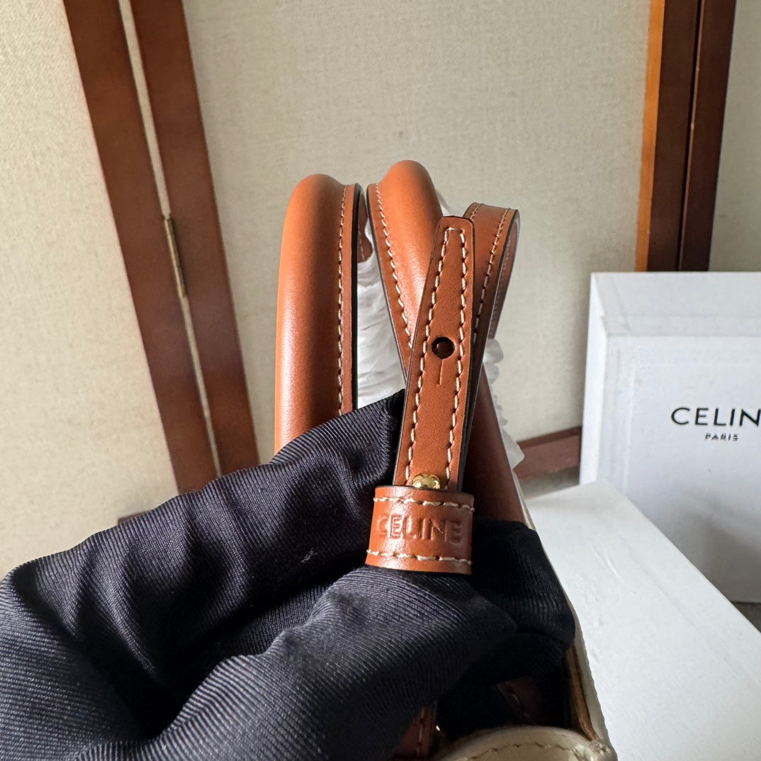 CELINE CP BAG MINI 21 VERTICAL CABAS BEIGE IN TRIOMPHE CANVAS