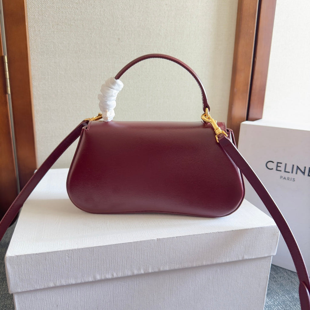 CELINE TEEN LOLA 20 IN BURGUNDY RED CALFSKIN GOLD HARDWARE
