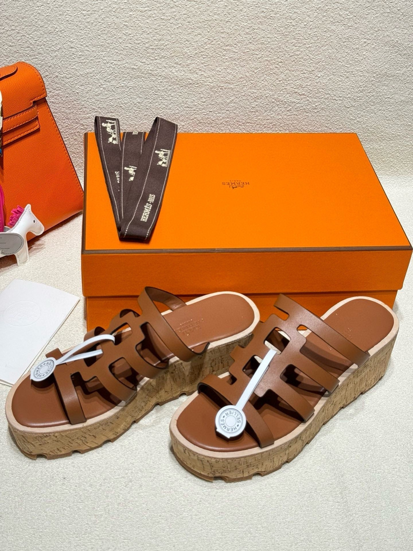 HERMES ISABELLA SANDAL CARAMEL CALFSKIN