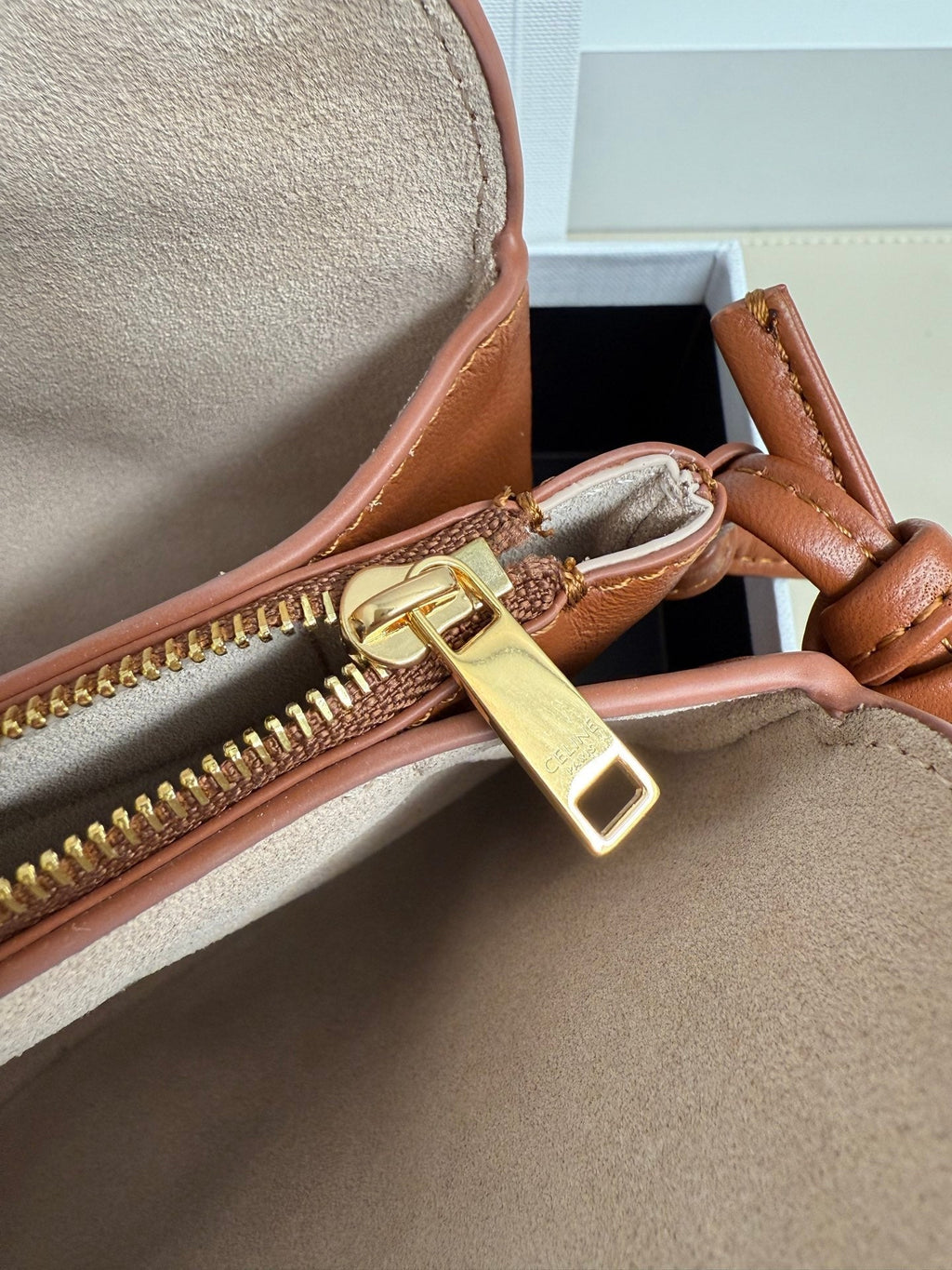 CELINE 25S TRIO FLAP 22MM IN BURNT ORANGE SMOOTH LAMBSKIN GOLD HARDWARE