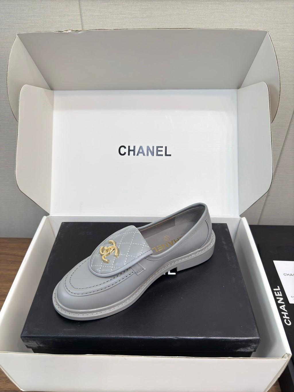 CHANEL MOASIN 2.5 CM IN ASH GRAY PREMIUM LAMBSKIN