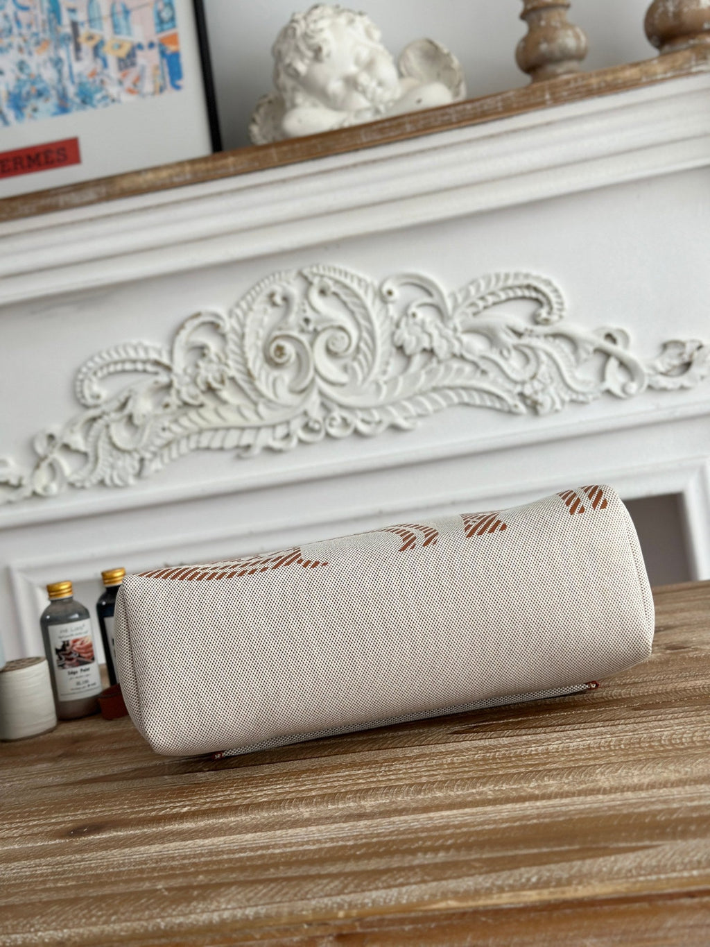 HERMES BOLSO HERBAG ZIP 31 RETOURNE BAG IN OFF-WHITE MIX BROWN H VIKING CANVAS AND COWHIDE