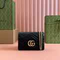 GUCCI MARMONT SMALL SHOULDER BAG 20 IN BLACK LAMBSKIN GOLD HARDWARE
