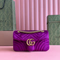 GUCCI 25S  MARMONT 26 CM IN DEEP PINK PURPLE VELVET WITH GOLD HARDWARE