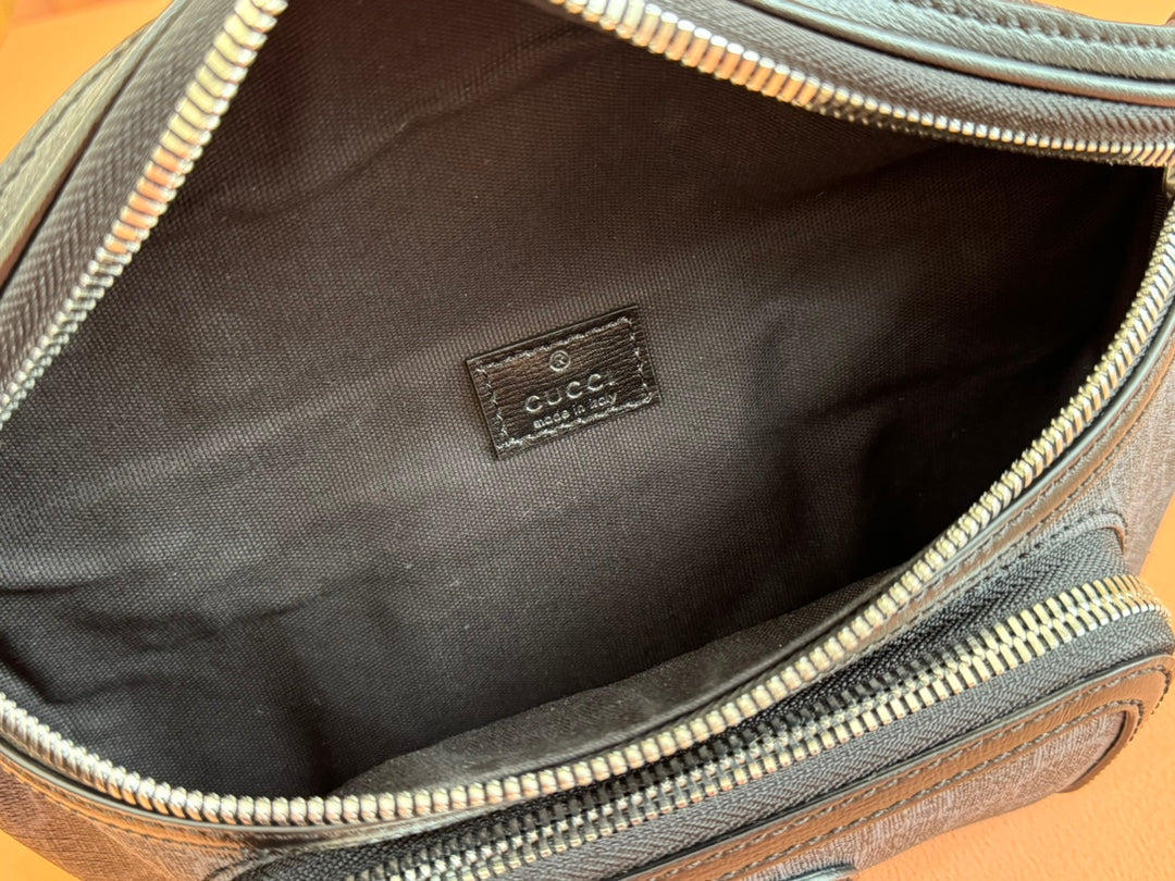 GUCCI OPHIDIA BELT BAG 28 IN DARK GREY  CALFSKIN