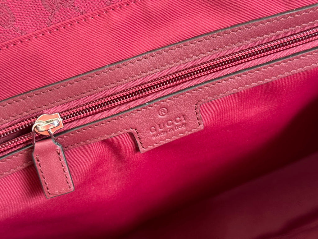 GUCCI LARGE TOTE BAG 45 IN WINE RED MONOGRAM CANVAS