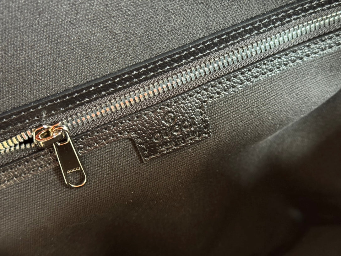 GUCCI MEDIUM  BACKPACK 40 IN DARK GREY AND BLACK CALFSKIN