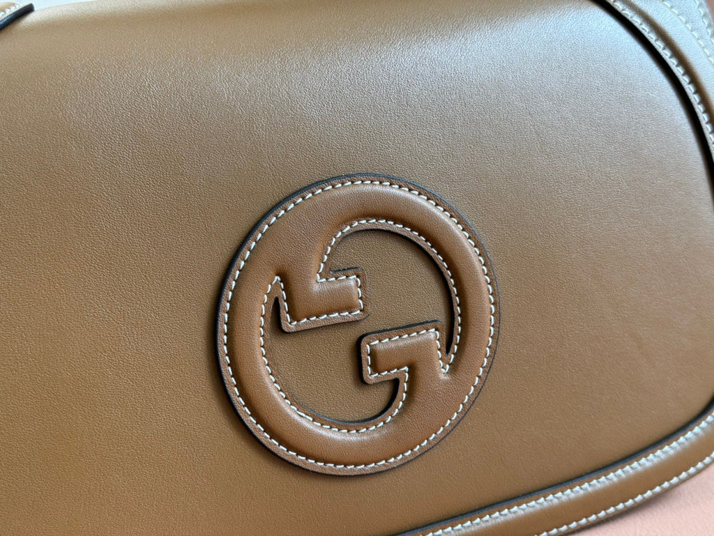 GUCCI BLONDIE LARGE TOP HANDLE BAG 32 IN BROWN CALFSKIN