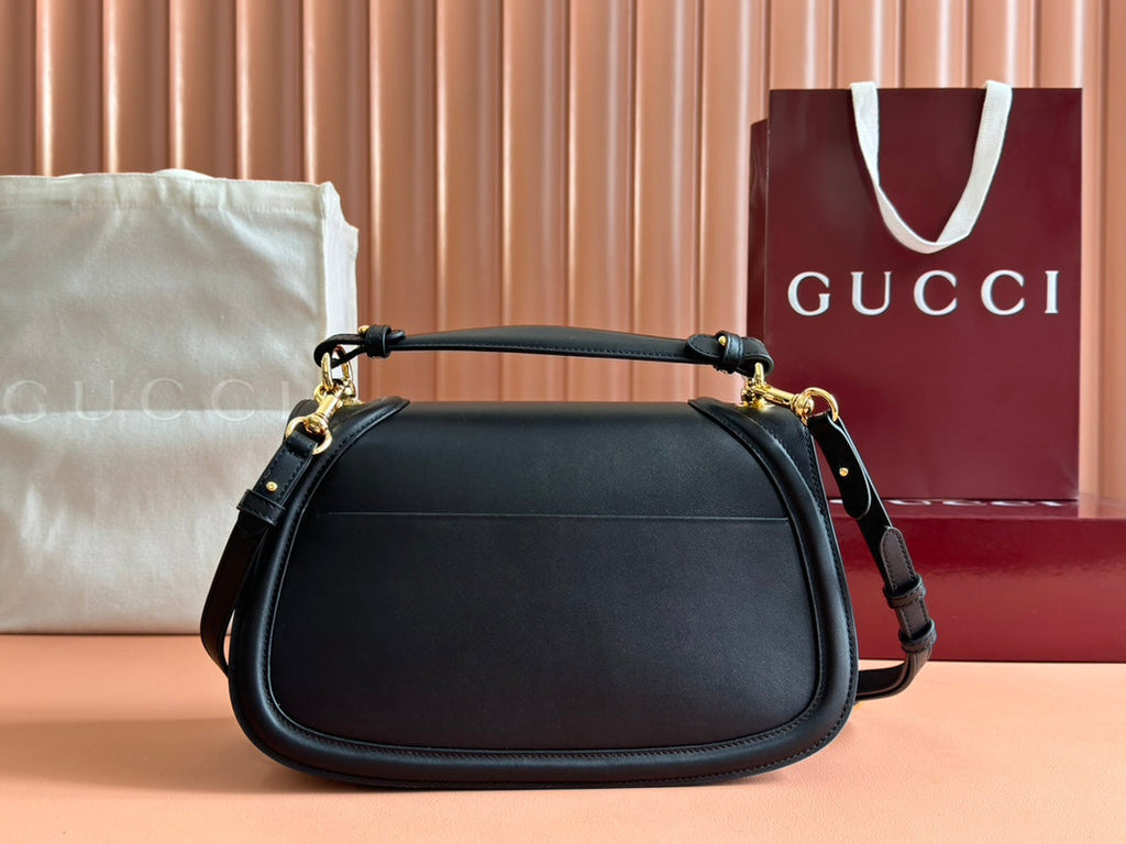 GUCCI BLONDIE LARGE TOP HANDLE BAG 32 IN BLACK CALFSKIN
