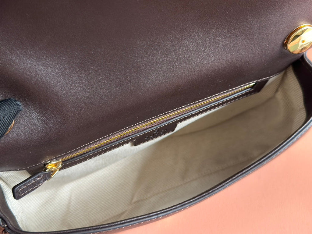 GUCCI BLONDIE LARGE TOP HANDLE BAG 32 IN DARK BROWN CALFSKIN