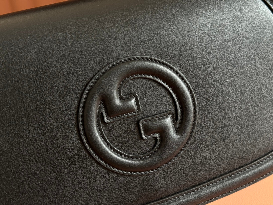 GUCCI BLONDIE LARGE TOP HANDLE BAG 32 IN BLACK CALFSKIN
