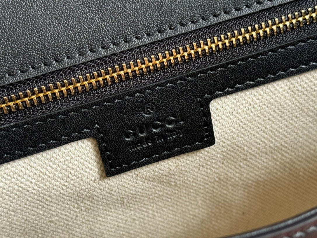 GUCCI BLONDIE LARGE TOP HANDLE BAG 32 IN BLACK CALFSKIN