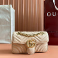 GUCCI MARMONT MEDIUM SHOUDER BAG 23 IN LIGHT BEIGE CALFSKIN
