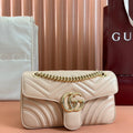 GUCCI MARMONT MEDIUM SHOUDER BAG 26 IN LIGHT BEIGE CALFSKIN