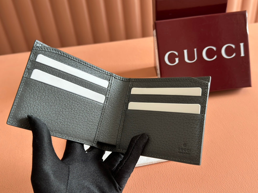 GUCCI INTERIOR  BI-FOLD WALLET 11 IN GREY CALFSKIN