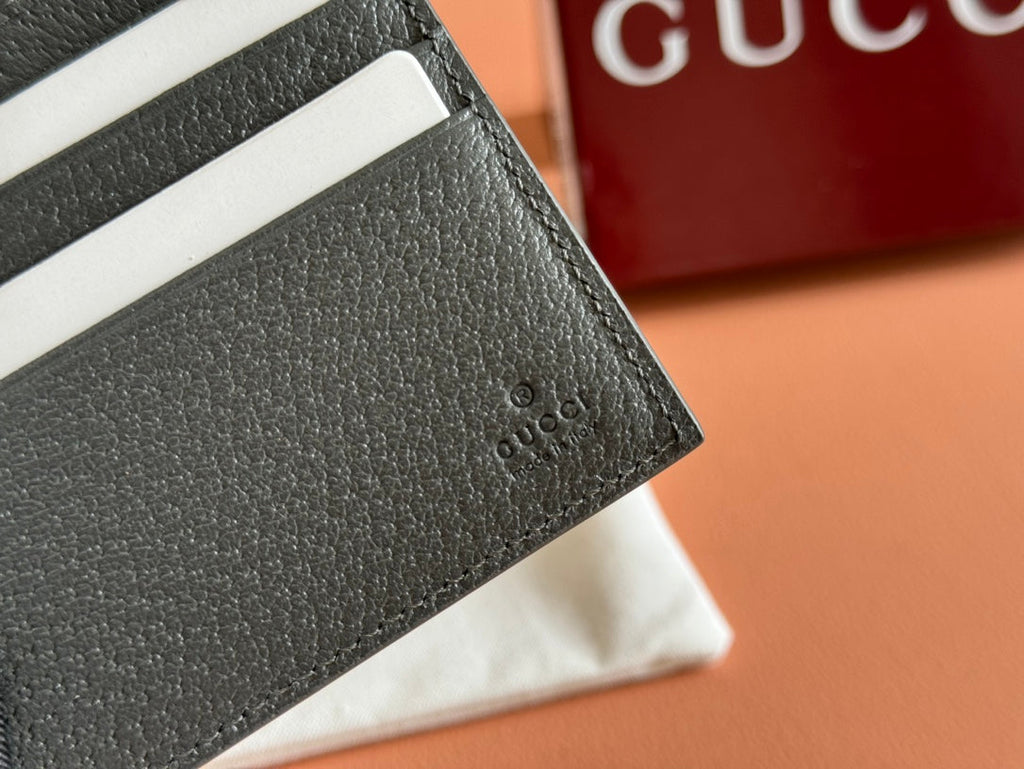 GUCCI INTERIOR  BI-FOLD WALLET 11 IN GREY CALFSKIN