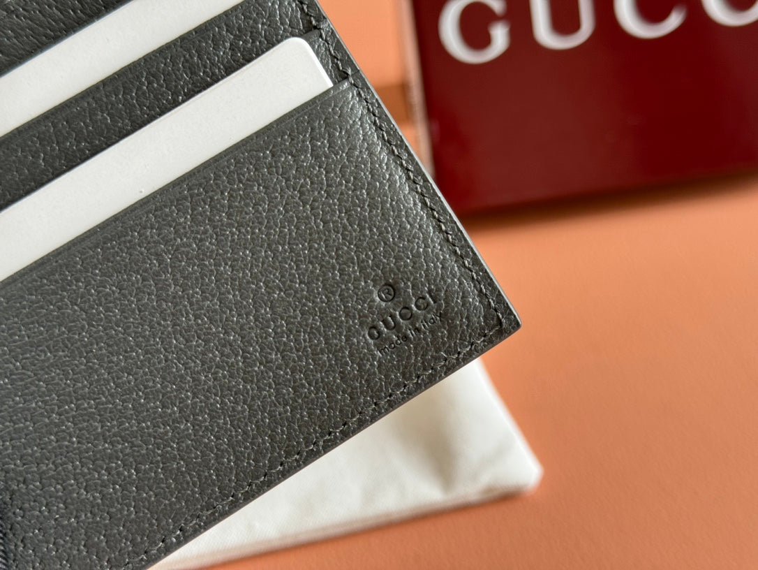 GUCCI INTERIOR  BI-FOLD WALLET 11 IN GREY CALFSKIN