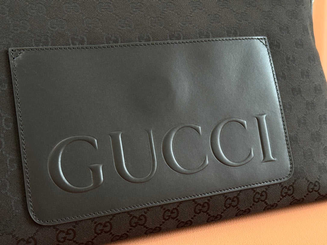GUCCI LARGE CROSSBODY BAG 36 IN BLACK CANVAS