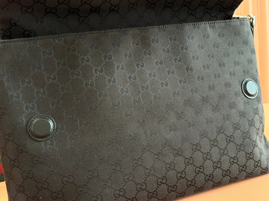 GUCCI LARGE CROSSBODY BAG 36 IN BLACK CANVAS
