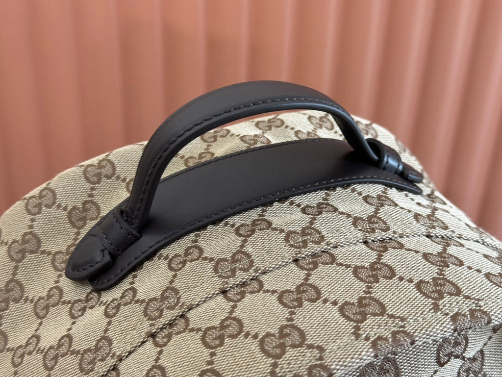 GUCCI MEDIUM BACKPACK 42 IN BEIGE AND DARK BROWN  CANVAS