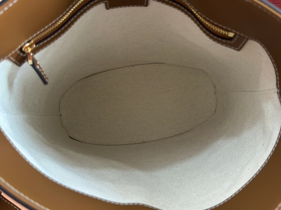 GUCCI 73 MEDIUM BUCKET BAG 27.5 IN BROWN SMOOTH CALFSKIN