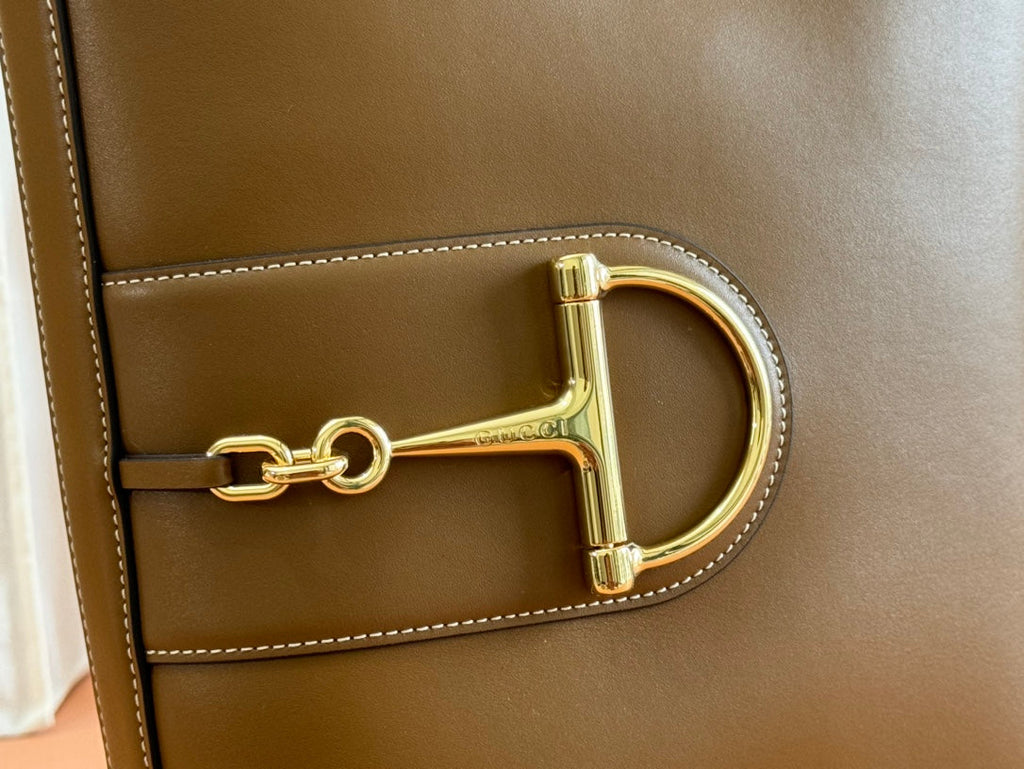 GUCCI 73 MEDIUM BUCKET BAG 27.5 IN BROWN SMOOTH CALFSKIN