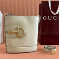 GUCCI 73 MEDIUM BUCKET BAG 27.5 IN OFF WHITE SMOOTH CALFSKIN