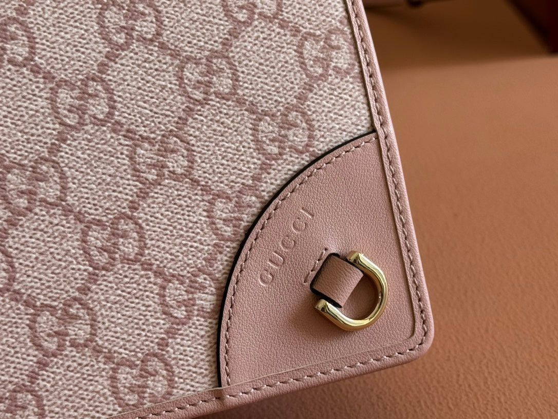 GUCCI EMBLEM WALLET  MONOGRAM 20 IN LIGHT PINK SMOOTH CALFSKIN