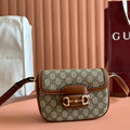 GUCCI SMALL HORSEBIT 1955 SHOULDER BAG 20 IN BEIGE AND DARK BROWN NEW  MONOGRAM CALFSKIN