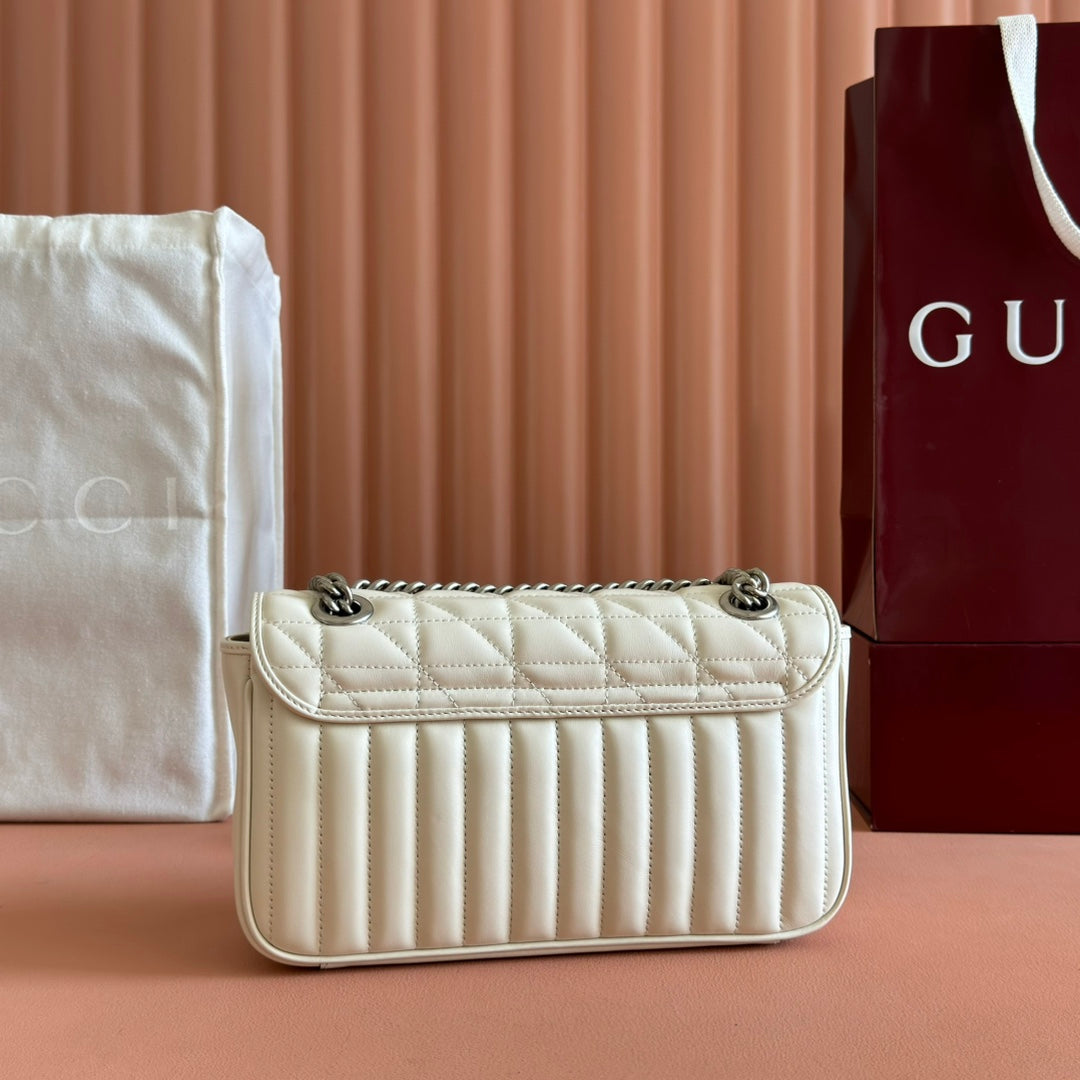 GUCCI MARMONT SMALL SHOULDER BAG 26 IN OFF WHITE LAMBSKIN