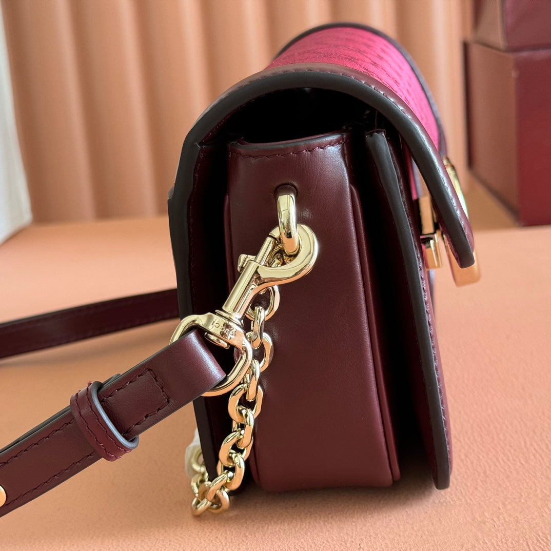 GUCCI GO SMALL SHOULDER BAG 21.5 IN ROSSO ANCORA RED  CANVAS