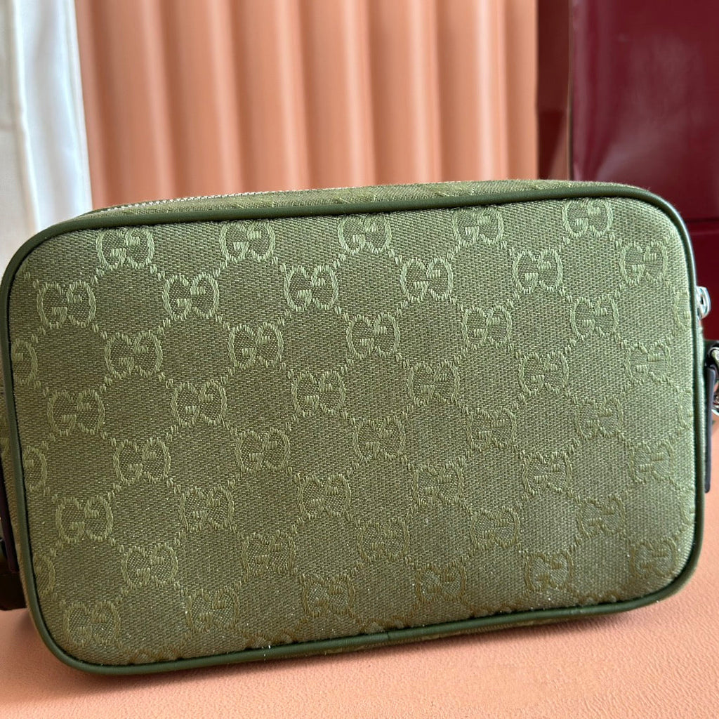 GUCCI SMALL CROSSBODY BAG 23.5 IN FOREST GREEN  CANVAS